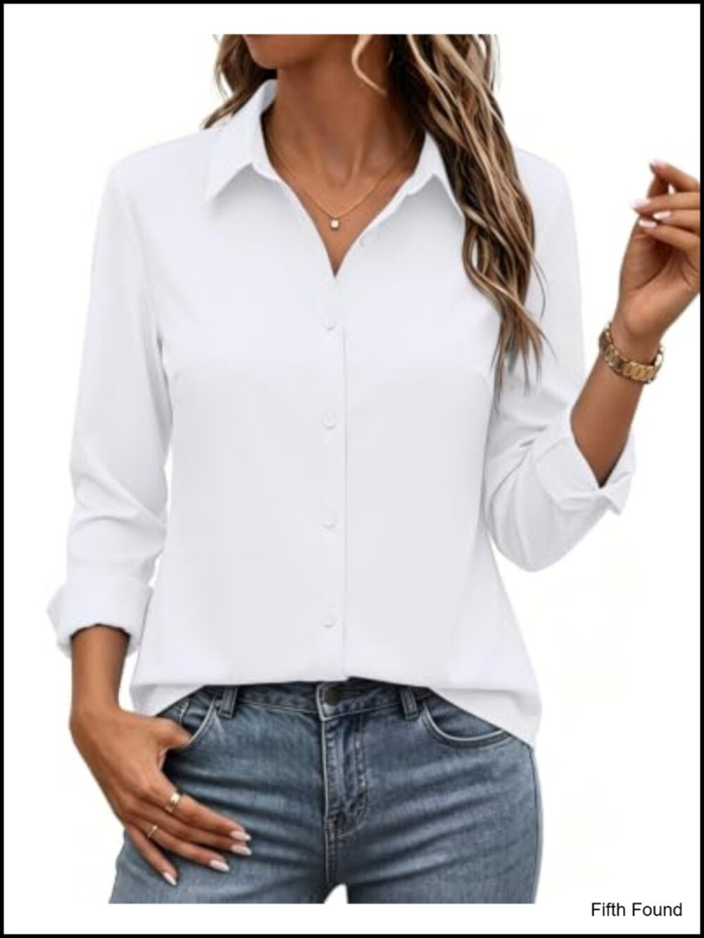 Wrinkle-Resistant Button Down Blouse Long Sleeve Work Office Top for Women